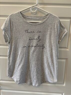 LOFT Light Gray Short Sleeve Tee with Script Graphic